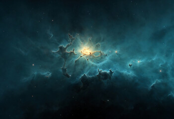 Wall Mural - Space nebula. Giant interstellar cloud and stars scattered across the universe