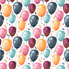 Wall Mural - Seamless pattern with Birthday Balloons. Birthday party, celebration, holiday, event, festive, congratulations concept. Vector illustration.