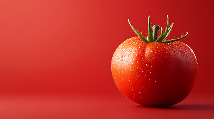 Red tomato with fresh water droplets