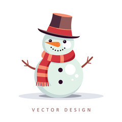 Wall Mural - cute snowman minimalist vector design isolated illustration
