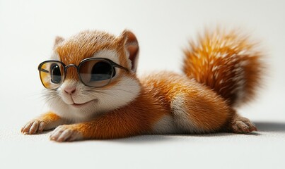 Wall Mural - Cute Squirrel Wearing Glasses