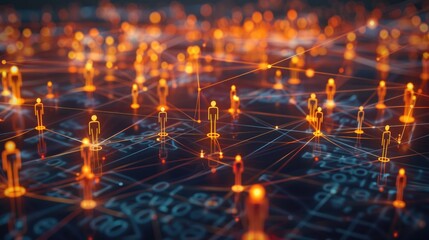 Wall Mural - People On The Internet. Connecting in Cyberspace with Abstract Conceptual Background