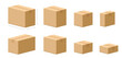 © vladwel - Cardboard delivery boxes different sizes set vector icon 3d graphic illustration, carton delivery postal parcel paper package small big medium objects image clip art