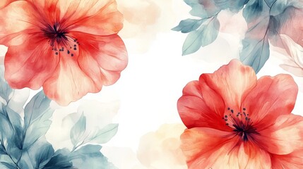 Wall Mural - Delicate watercolor flowers with soft, muted tones. .