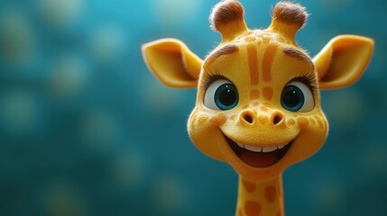 Canvas Print - Cute Cartoon Giraffe with a Smile