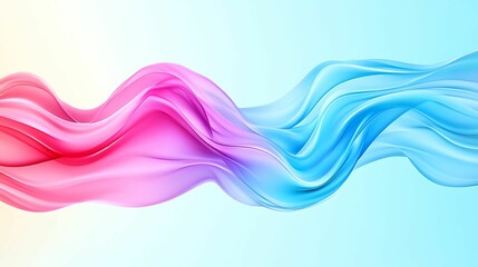 Wall Mural - A vibrant wave of pink and blue colors flows seamlessly against a soft gradient background, evoking a sense of fluidity and dynamism.