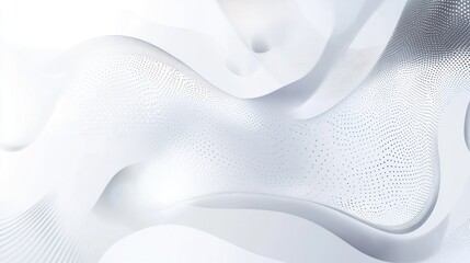Poster - abstract white background with curved lines and dotted texture.