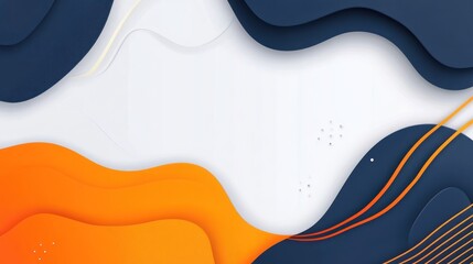 Wall Mural - Abstract background with blue, orange, and white wavy shapes.