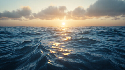 Wall Mural - golden sunset over calm ocean waves