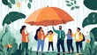 © Sasa Visual - A child stands safe under a large umbrella, symbolizing community care and protection