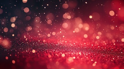 Wall Mural - Abstract red and gold bokeh background with glitter.