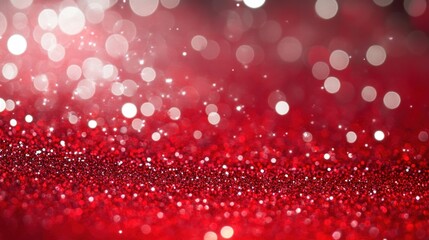 Canvas Print - Abstract red glitter bokeh background with white and red circular highlights.