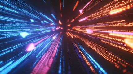 Wall Mural - abstract colorful lines of light converge in the center of the image, creating a glowing effect.