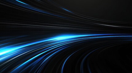 Wall Mural - Abstract blue light streaks on a black background.