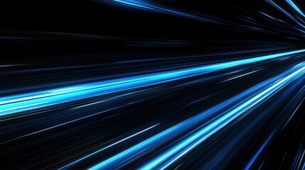 Poster - abstract blue lines on a black background with a radial pattern.