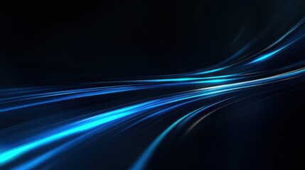 Wall Mural - Abstract blue and black light streaks on dark background.