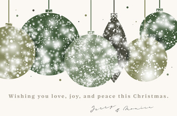 Wall Mural - modern christmas wish card with abstract hanging balls and shiny lights