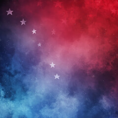 Wall Mural - smokey background with stars and red and blue gradient with copy space