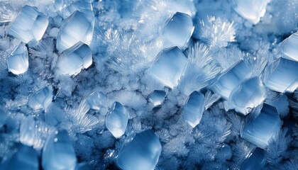 Wall Mural - Ice texture featuring crystals and frost, creating a cool atmosphere, perfect for winter-themed designs, backgrounds, and crafts