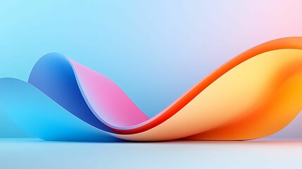 Wall Mural - a vibrant, flowing design with colorful waves in gradient shades of blue, pink, and orange against a