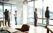 © peopleimages.com - Talking, window and business people in office for planning, discussion and conversation. Corporate meeting, company and men and women in modern workplace for teamwork, collaboration and networking