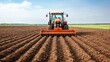 © IYearDesign - Agricultural vehicle with front-end clearing equipment, removing debris and preparing fields, modern farming machinery