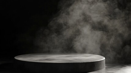 Poster - circular stone platform with smoke in the background.