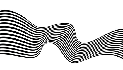 Aufkleber - Black and white curved line stripe abstract background. set of wavy lines. multiple line waves. curved wavy line with smooth stripe