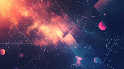 Wall Mural - Abstract cosmic background with glowing stars and nebulae.