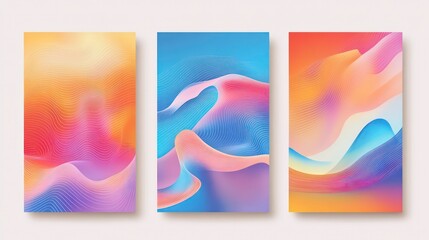 Aufkleber - Set of abstract gradient backgrounds with wavy lines.