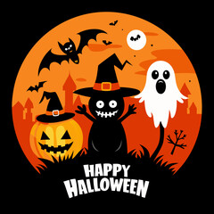 Happy Halloween vector illustration for t shirt design