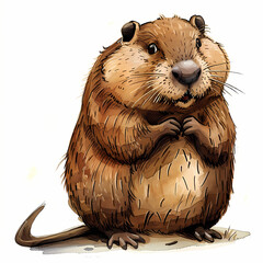 whimsical beaver clipart on white background 