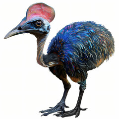 whimsical cassowary clipart on white background 