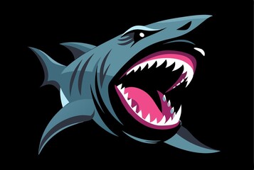 aggressive shark in black water