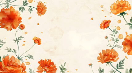 Wall Mural - Marigold Circle Frame Background watercolor