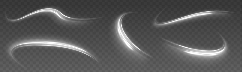 Poster - Glitter particles with lines.Swirl effect. Vector comet with large dust. Glowing white spiral on isolated background for your New Year design. Speed ​​abstract lines effect. 