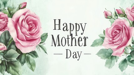 Celebrate Mother's Day with an elegant banner adorned with blooming roses and a sweet greeting