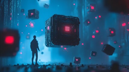 Aufkleber - Mesmerizing Neon Geometry Futuristic and Imaginative Abstract Design