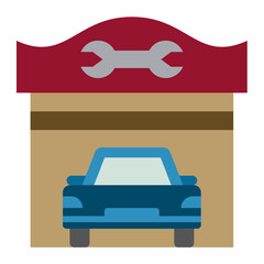 Canvas Print - Car Repair Shop Icon Style