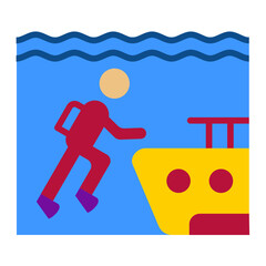 Wall Mural - Wreck Diving Icon Style