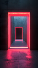 Poster - Neon glowing square background