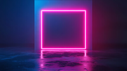 Poster - Neon glowing square background