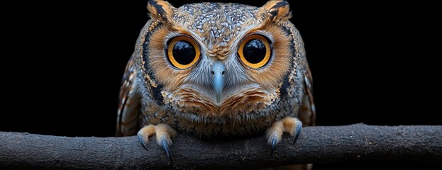 Canvas Print - Close Up of an Owl with Large Yellow Eyes