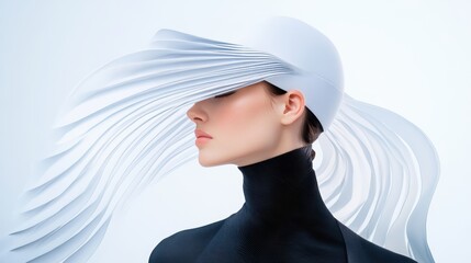 Sticker - A futuristic fashion model wearing clothing made with advanced materials and innovative designs.