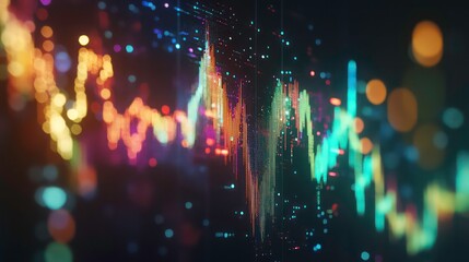 Fototapete - Abstract background of colorful lines and lights on a black background.