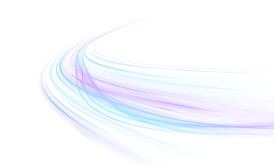 Fototapete - Sports speed wavy line consists of a stream of bright rays with flash effect, light and neon colors in PNG format. 