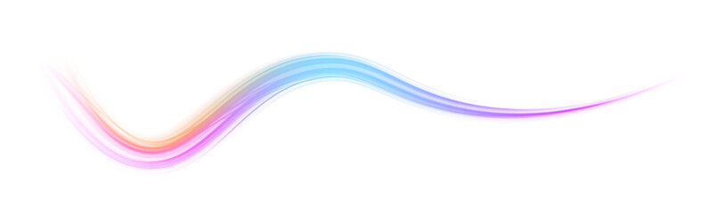 Aufkleber - Abstract line in blue and purple neon colors on transparent background PNG. Glow luminous glitter shimmer trail.	