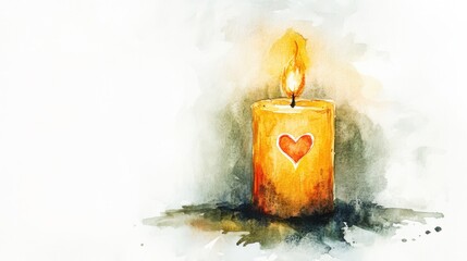 Aufkleber - A warm candle with a heart design glowing softly in a serene, artistic background during a calm evening