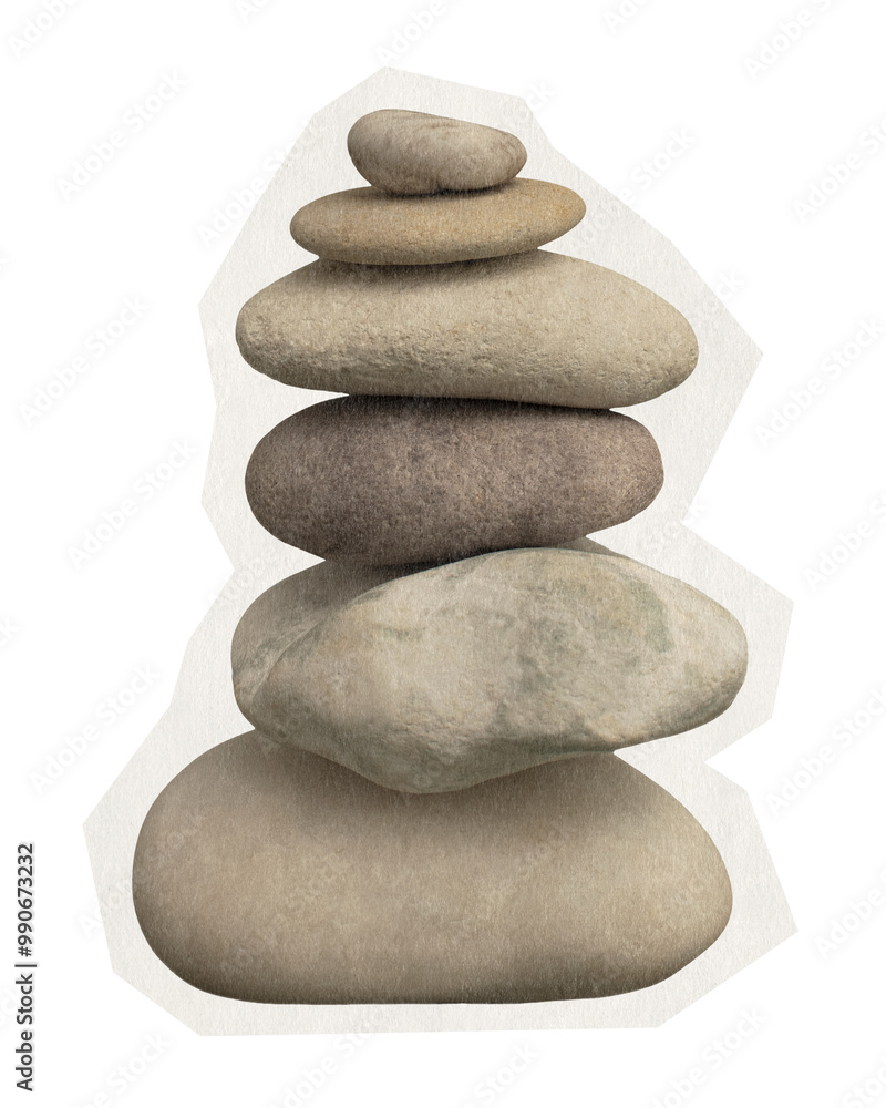 Zen rocks png sticker, art of balance rough cut paper effect ...