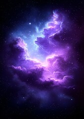 Wall Mural - vivid purple nebula cloud formation in deep space, surrounded by stars. concept of universe, cosmos,